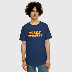 Футболка оверсайз мужская Space Invaders Logo Логотип Z, цвет: тёмно-синий — фото 2
