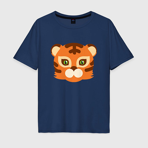 Мужская футболка оверсайз Cute Tiger / Тёмно-синий – фото 1