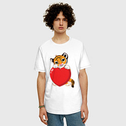 Футболка оверсайз мужская Tiger Love, цвет: белый — фото 2