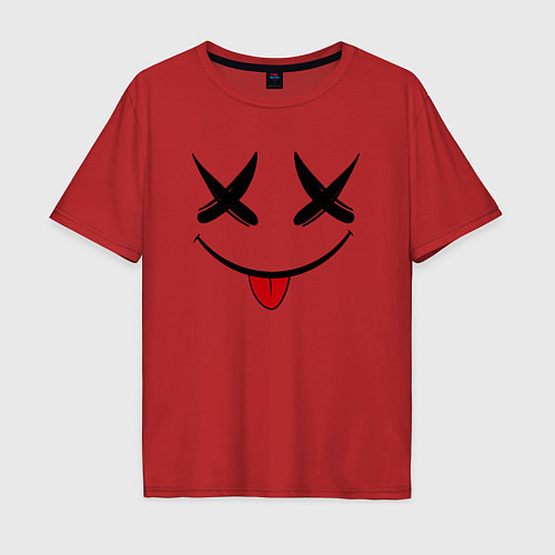 Мужская футболка оверсайз Playful smile / Красный – фото 1