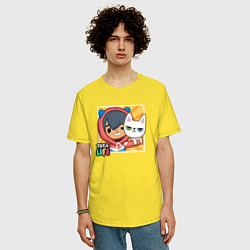 Футболка оверсайз мужская A guy and a cat Toca life, цвет: желтый — фото 2