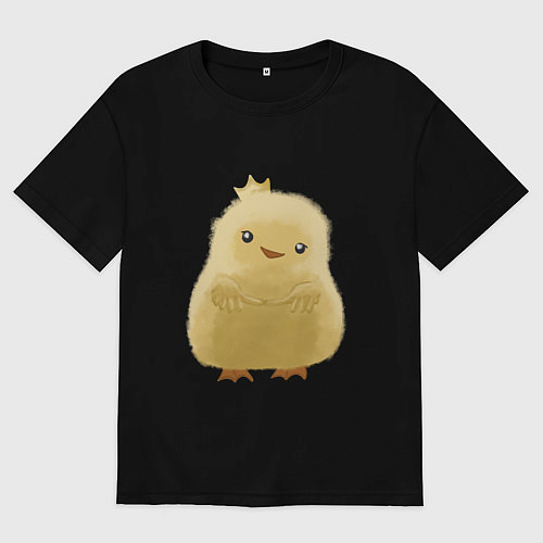 Мужская футболка оверсайз Застенчивый цыпленок / Черный – фото 1