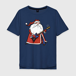 Футболка оверсайз мужская Дед Мороз гитарист, цвет: тёмно-синий