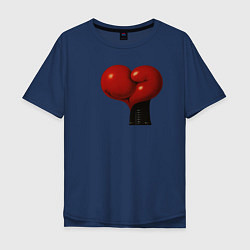 Футболка оверсайз мужская Боксерские перчатки- сердце, цвет: тёмно-синий