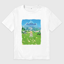 Футболка оверсайз мужская Genshin Impact Геншин Импакт Poster, цвет: белый