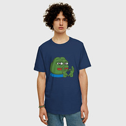 Футболка оверсайз мужская Pepe love пепе лов, цвет: тёмно-синий — фото 2