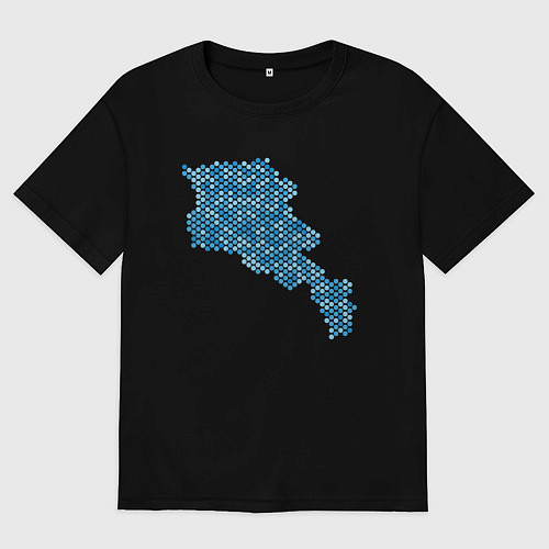 Мужская футболка оверсайз Armenia Blue Map / Черный – фото 1