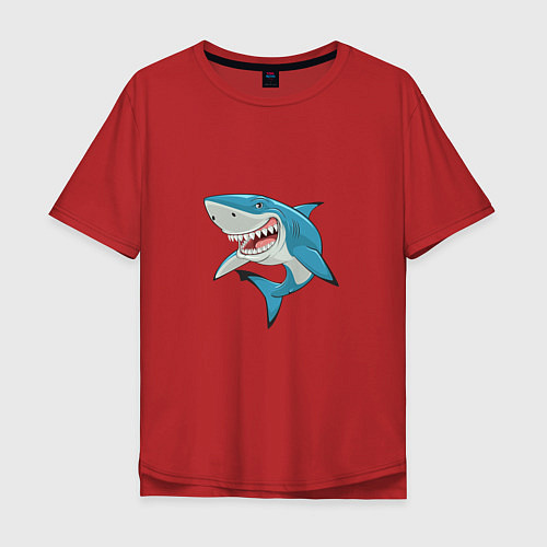 Мужская футболка оверсайз Акула-молот / Красный – фото 1