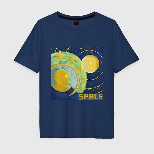 Мужская футболка оверсайз Space Oddity 42 / Тёмно-синий – фото 1
