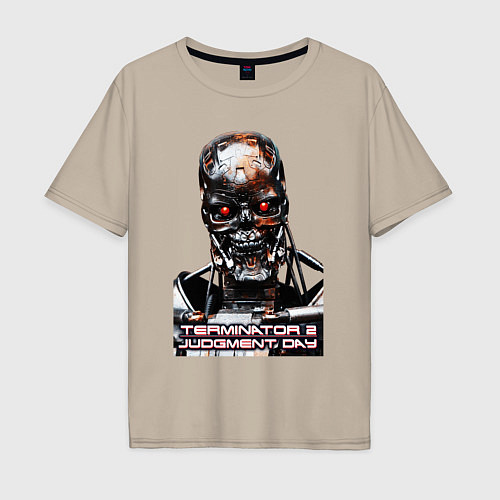 Мужская футболка оверсайз Terminator T-800 / Миндальный – фото 1