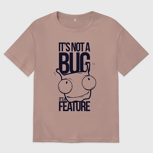 Мужская футболка оверсайз Человечек с рожками / Пыльно-розовый – фото 1