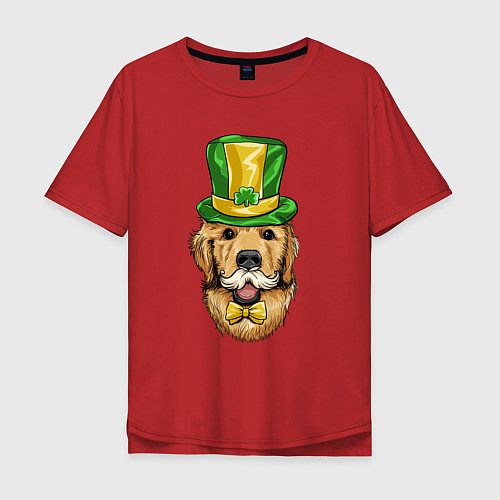 Мужская футболка оверсайз Счастливый пёс / Красный – фото 1