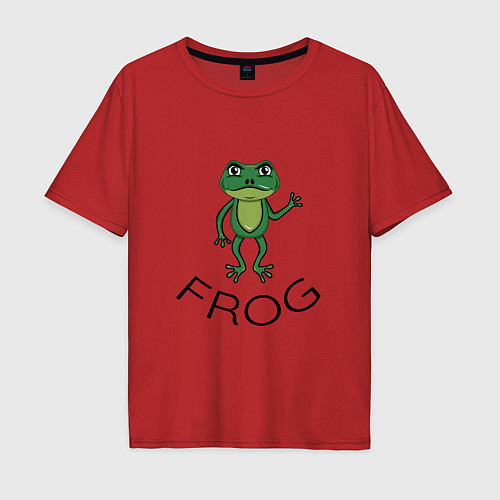 Мужская футболка оверсайз Frog green / Красный – фото 1