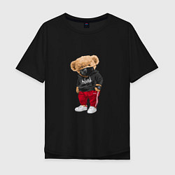 Мужская футболка оверсайз Крутой медвежонок в спортивках