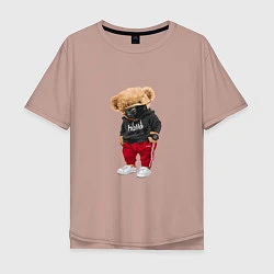 Мужская футболка оверсайз Крутой медвежонок в спортивках