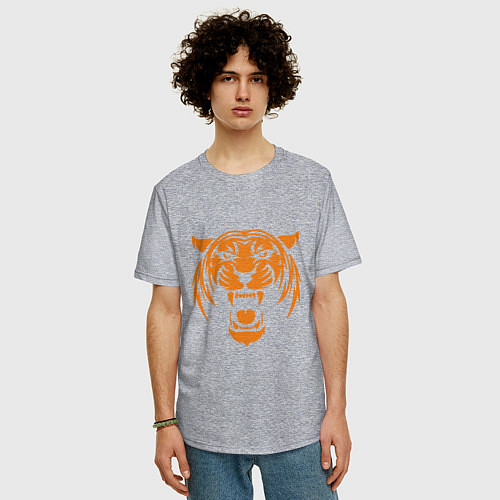 Мужская футболка оверсайз Orange - Tiger / Меланж – фото 3