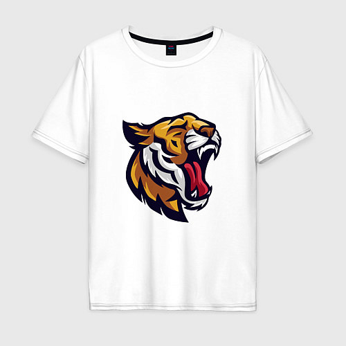 Мужская футболка оверсайз Roar - Tiger / Белый – фото 1