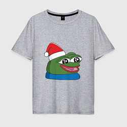 Мужская футболка оверсайз Pepe, pepe happy, Пепе хеппи, pepe happy new year