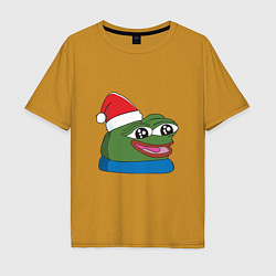 Мужская футболка оверсайз Pepe, pepe happy, Пепе хеппи, pepe happy new year