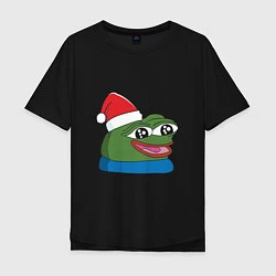 Мужская футболка оверсайз Pepe, pepe happy, Пепе хеппи, pepe happy new year