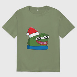 Мужская футболка оверсайз Pepe, pepe happy, Пепе хеппи, pepe happy new year