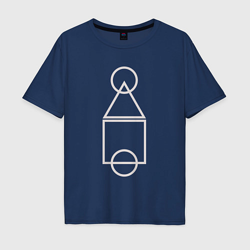 Мужская футболка оверсайз Игра в кальмара: схема / Тёмно-синий – фото 1