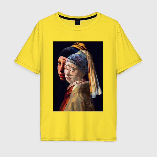 Мужская футболка оверсайз Ян Вермеер, Девушка с жемчужной сережкой / Желтый – фото 1