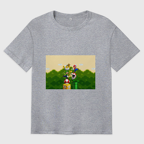 Мужская футболка оверсайз Mario Coins / Меланж – фото 1