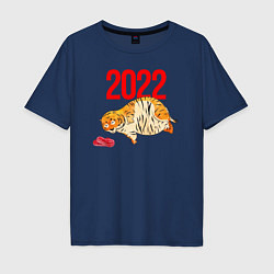 Мужская футболка оверсайз Ленивый толстый тигр 2022