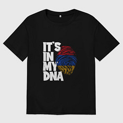 Футболка оверсайз мужская ДНК - Армения, цвет: черный