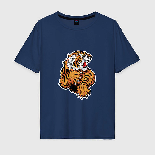 Мужская футболка оверсайз Boom Tiger / Тёмно-синий – фото 1