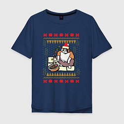 Мужская футболка оверсайз Рождественский свитер Котик с колечками