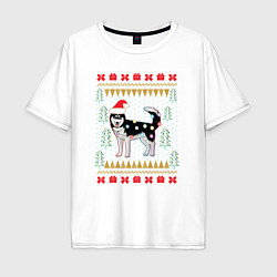 Мужская футболка оверсайз Рождественский свитер Хаски