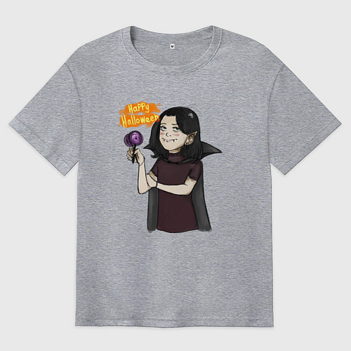Мужская футболка оверсайз Счастливого Хэллоуина! / Меланж – фото 1