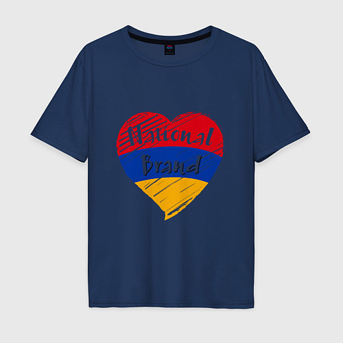 Мужская футболка оверсайз Armenian Brand / Тёмно-синий – фото 1
