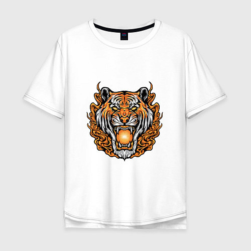 Мужская футболка оверсайз Magic - Tiger / Белый – фото 1