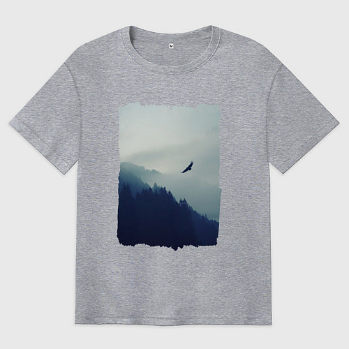 Мужская футболка оверсайз ОРЁЛ НАД ЛЕСОМ EAGLE / Меланж – фото 1