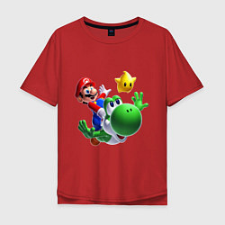 Футболка оверсайз мужская Mario&Yoshi, цвет: красный
