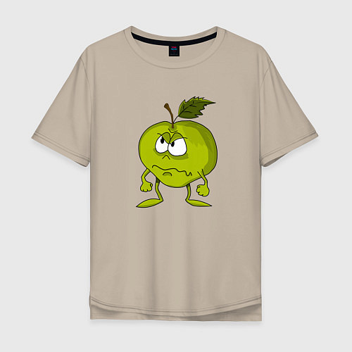 Мужская футболка оверсайз Злое яблоко / Миндальный – фото 1