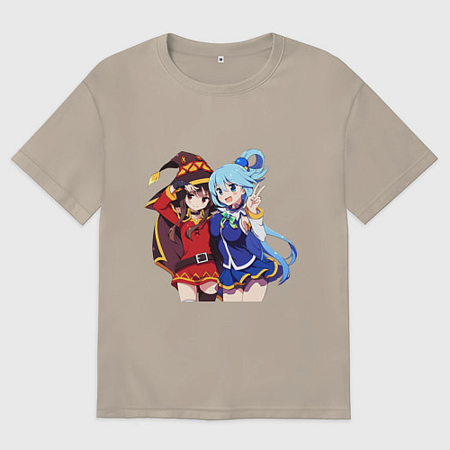 Мужская футболка оверсайз Aqua Meg / Миндальный – фото 1