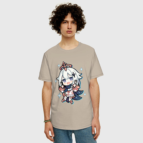 Мужская футболка оверсайз Paimon тян / Миндальный – фото 3