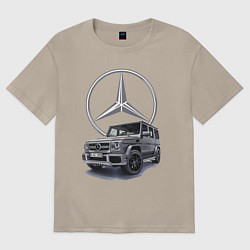 Футболка оверсайз мужская Mercedes Gelendwagen G63 AMG G-class G400d, цвет: миндальный