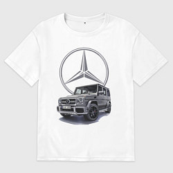 Футболка оверсайз мужская Mercedes Gelendwagen G63 AMG G-class G400d, цвет: белый
