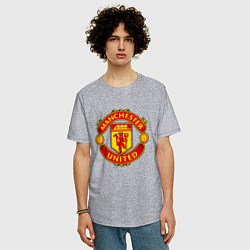 Футболка оверсайз мужская Манчестер Юнайтед логотип, цвет: меланж — фото 2