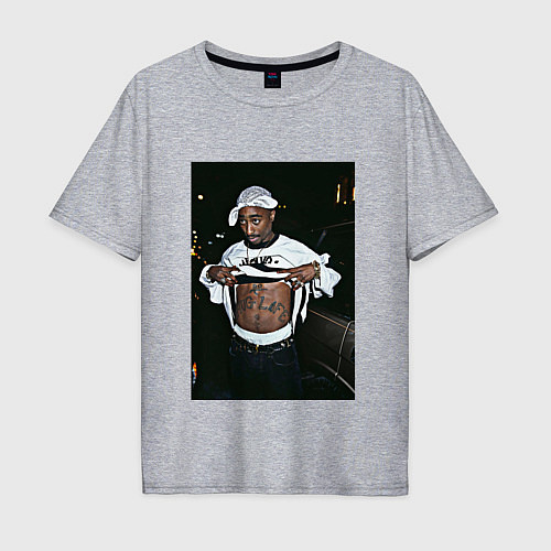 Мужская футболка оверсайз Legends Never Die 2Pac / Меланж – фото 1