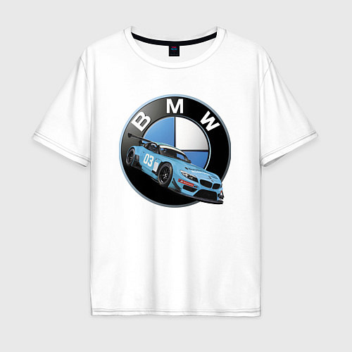 Мужская футболка оверсайз BMW самая престижная марка автомобиля / Белый – фото 1