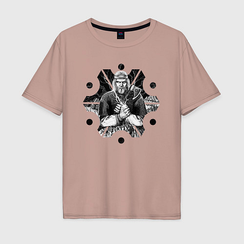 Мужская футболка оверсайз Перун, Славянский бог / Пыльно-розовый – фото 1