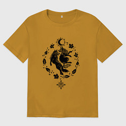 Футболка оверсайз мужская Волки из легенд, цвет: горчичный