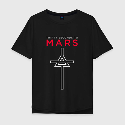 Мужская футболка оверсайз 30 Seconds To Mars, logo / Черный – фото 1