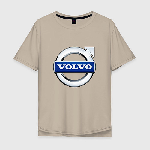 Мужская футболка оверсайз Volvo, логотип / Миндальный – фото 1